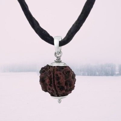 Fine Creation 4 Mukhi Certified Original Pure Siddha Rudraksha Form Nepal Silver Wood Pendant