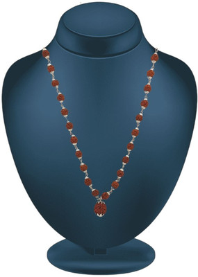 Nirvana Mukhi Authentic 5 Mukhi Rudraksha Prayer Beads Cap Mala Gold-plated Beads Brass, Alloy Locket Set