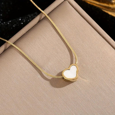 MARMORIS ECOM Anti Tarnish Heart Pendant with chain |Waterproof Necklace for Girls Gold-plated Stainless Steel Pendant