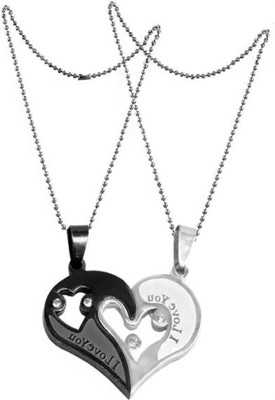 Animated F 847_RR JSE-RV-BLK DIL Silver Stone Pendant Set