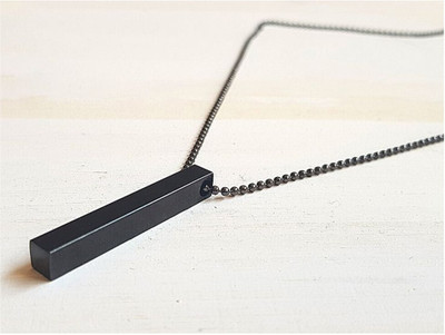 m a enterprises 3D Vertical Bar Black Cuboid Stick Stainless Steel Locket Necklace Chain Set Stainless Steel Pendant