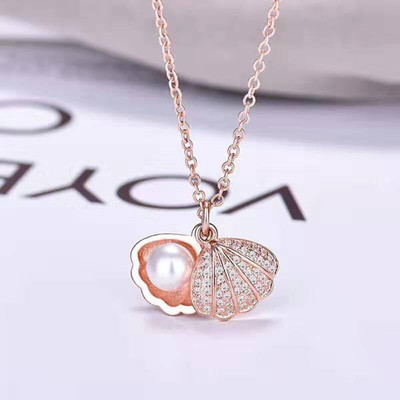Airtick Rosegold AD Diamond/Nug Stone Moti Beads Pearl Sea Locket Pendant Necklace Gold-plated Stainless Steel Locket Set