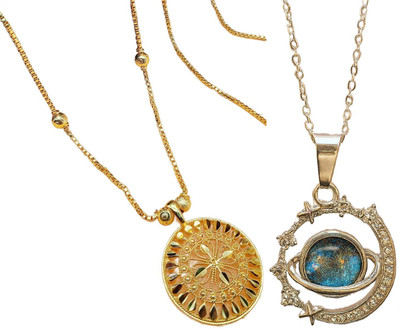 HEM RUPA Exquisite Locket and Chain Designs for Men, Boys, Women and Girls Gold-plated Brass, Metal Locket Set