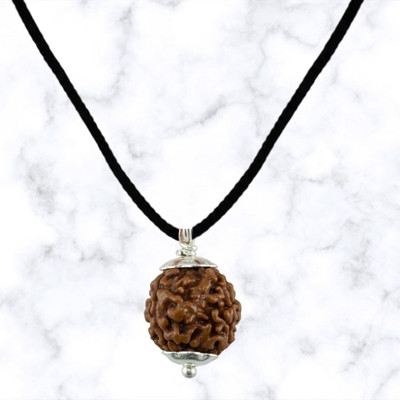 Fine Creation 3 Mukhi rudraksha / 3 Face Rudraksha Nepali For Unisex Silver Wood Pendant