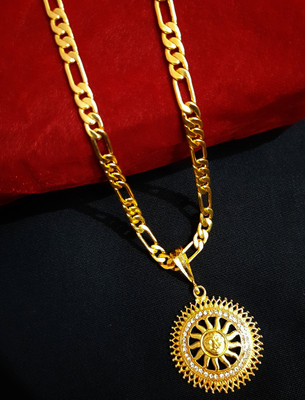 JIYANSHI ENTERPRISE Suryanarayan Round Diamond & Sachin Chain Gold-plated Diamond Alloy Pendant Set