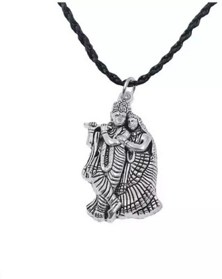 Deary Shri Radha Krishna Idol Religious Chain Pendant For Men,Women Pendant Silver Brass Pendant Set