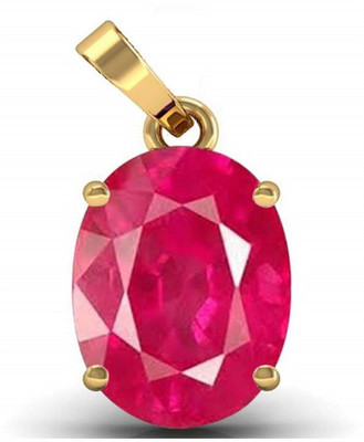 kirti sales 13.25 Ratti Ruby (Maanik/Stone Gold Pendant) AAA Quality Gemstone Gold-plated Ruby Brass Pendant