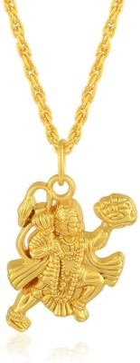 Dzinetrendz Brass Goldplated Hanuman Bajrang Bali Hindu Spiritual Chain pendant Gold-plated Brass Pendant