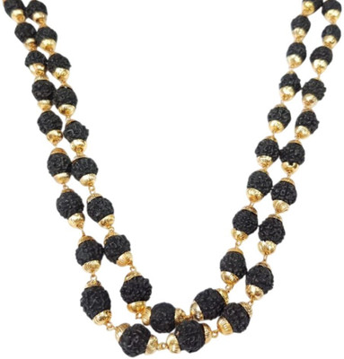 AstroVidhanart Natural & Energized Rudraksha Rosary/ Mala 35 Beads Big Rudraksh Mala Gold-plated Beads Brass, Alloy Locket Set