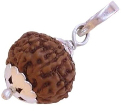 Kuttumb Gems & Jewels Lab Certified Natural 9 Mukhi Rudraksha Bead indonesian 9 Face Rudraksha Silver Brass Locket Set