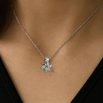 SILphony Petal Glow Floral 925 Hallmarked Rhodium Silver Pendant