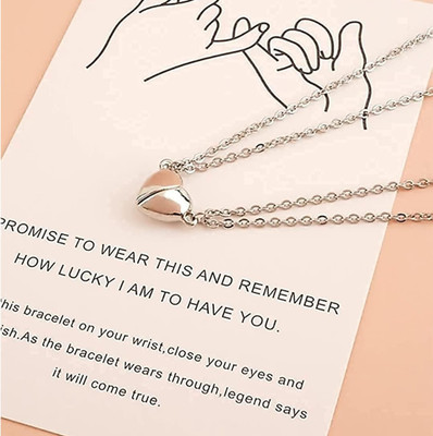 Diivine Hindu Lovers and Couple Special Premium Heart Shape Magnetic Pendant Stainless Steel Pendant Set
