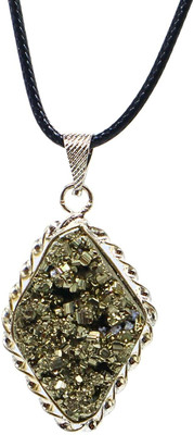 VIBESLE Pyrite Pendant for Protective Energy - Business Luck - Money Magnate Locket. Agate Stone Pendant