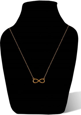 Airtick Golden Color Infinite/Infinity Charm Locket Pendant Necklace With Clavicle Chain Stainless Steel