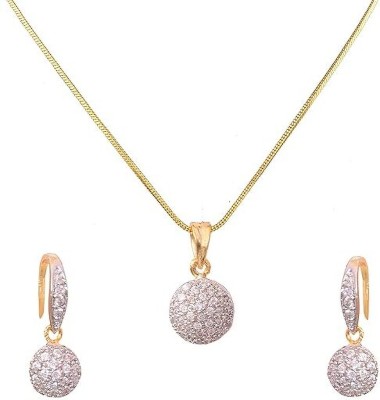 MS EXPORT Gold Plated AD American Diamond Pendant Set for Girls & Women Gold-plated Zircon Alloy Pendant Set