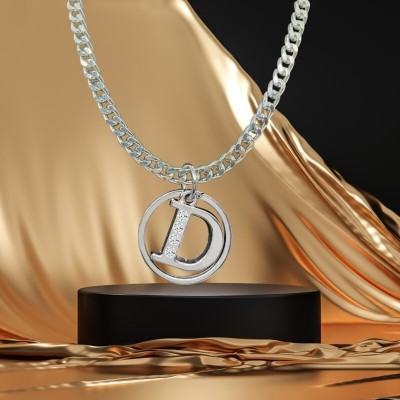 D2Fashion D Letter Locket In Highly Finish Material Silver Metal Pendant