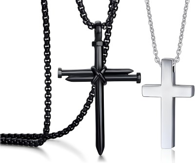 Karishma Kreations Cross Nail Pendent And Cross Pendent Combo For Men Boys Women Necklace Silver, Gold-plated, Platinum, Titanium Cubic Zirconia, Crystal Metal, Copper, Brass, Alloy, Stainless Steel Pendant