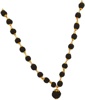 leahyallen Most Beautiful Lord Mahadev Dotted Locket Pendant With 5 Mukhi Rudraksha Mala Gold-plated Beads Brass, Alloy Pendant