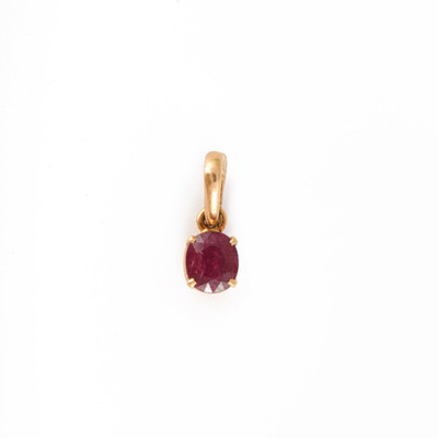Ceylonmine01 Ruby Stone Pendant Manik Ruby stone lab Certified Men & Women Pendant Gold-plated Ruby Brass