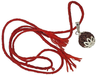 Kuttumb Gems & Jewels Original 7 Mukhi Rudraksha with Lab Certificate Pack of 1 Silver Wood Pendant Set