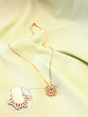 RKB SALES Four Magnetic Hearts Clover Two In One rose Pendant Gold-plated Alloy Pendant Set