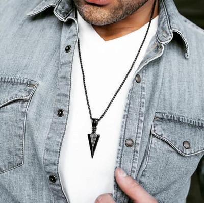 m a enterprises High Polished The Black Stainless Steel Rocking Pendant for Men and Boys Black Silver Stainless Steel Locket