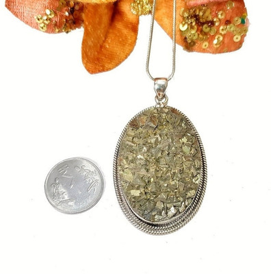 Kwerkk Pyrite locket set Sterling Silver Agate, Quartz Sterling Silver Locket Set