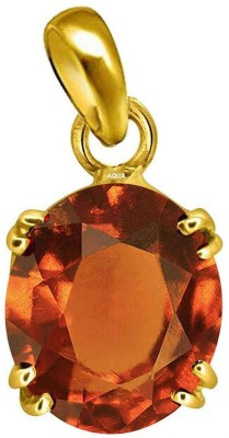 AQUAGEMS Hessonite (Gomed) 10.25 Ratti or 9.50 Ct Gemstone For Men and Women Five Metal Gold-plated Alloy Pendant