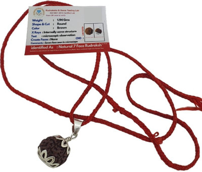 Kripalu store Original 7 Mukhi Nepali Rudraksha Seven Face Rudraksh Silver Wood Locket Set