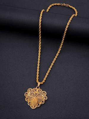 Divastri Gold Plated chian and pendant set Gold-plated Brass Pendant Set