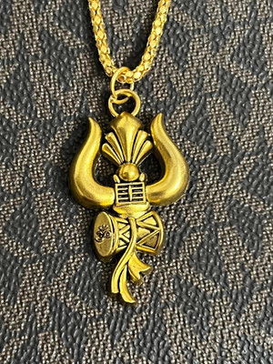 Malas Collection GOLDEN TRISHUL PENDENT WITH GOLDEN CHAIN FOR MEN AND WOMEN (PACK OF 1) Alloy Locket Set