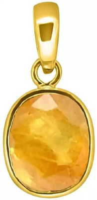 TODANI JEMS Certified Natural Yellow Sapphire Pendant/Locket Pukhraj Stone For Men & Women Gold-plated Sapphire Brass