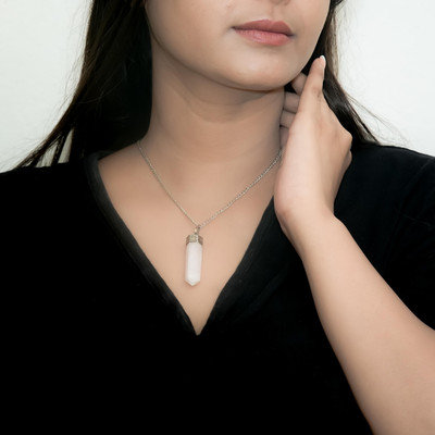 Zenn Aura Rose Quartz Pencil Pendant | Focused Love Point Crystal Pendant