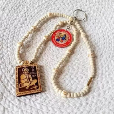 Malas Collection Original Shri Bageshwar Dham Tulsi Kanthi Mala with Tulsi Hanuman ji Locket Wood Pendant Set