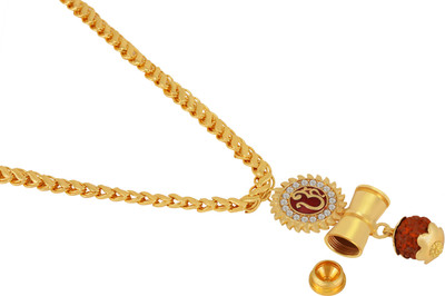 Charms Om Inspired Panch Mukhi Rudraksh Gold-plated Alloy Locket Set