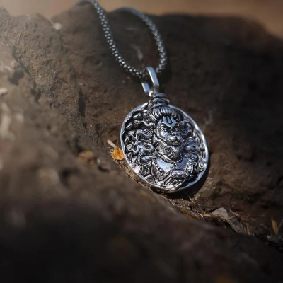 CRAFTWELL Hanuman Pendant With Silver Chain Silver Alloy Locket Set