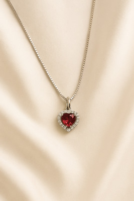 DIVINOOR Heart Shape Pendant for Women Silver Cubic Zirconia Stone Pendant