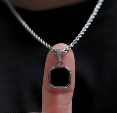 JRISSY BLACK PENDENT LOCKET BOYS AND MEN Silver Alloy Locket