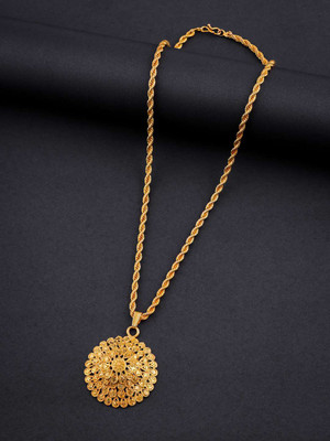 Divastri Gold Plated chian and pendant set Gold-plated Brass Pendant Set