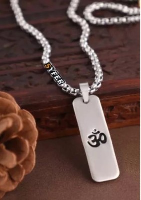 JangraBro OM Pendant for Men and Women, Hindu OM Locket for Boy & Girl Silver Stainless Steel Pendant