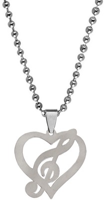 M Men Style Valentine Day Gift Music Symbol In Heart Jewelry Pendant Necklace Chain Sterling Silver Stainless Steel Pendant