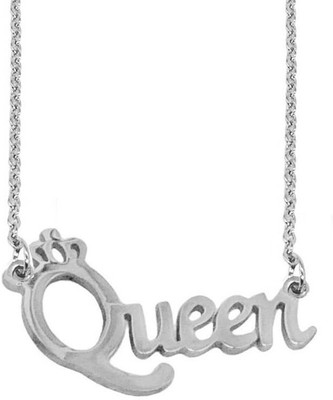 ruby collection Silver Queen Crown Alphabet Pendant Necklace for Women and Girls Stylish Wear Silver Alloy Pendant Set