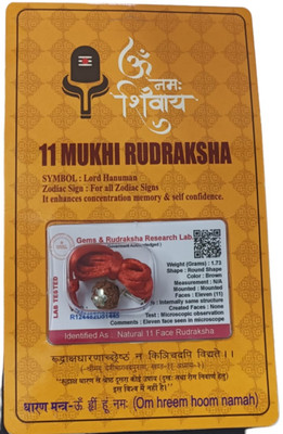 Kesar Zems 11 Face Natural Indonisa Rudraksh with Silver caping and lab Tested (certficate) Wood
