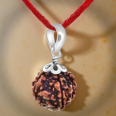 A & S VENTURES Original 5 Mukhi Rudraksha |Natural with Lab Certified Wood Locket Wood Pendant Set