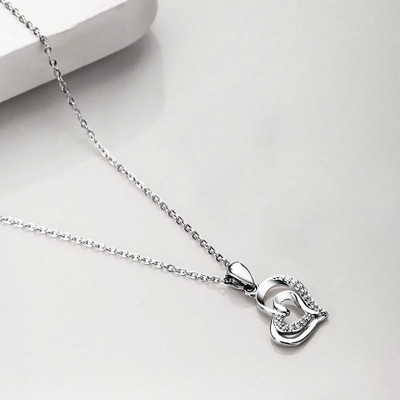 ZAVYA Rhodium Cubic Zirconia Sterling Silver Pendant Set