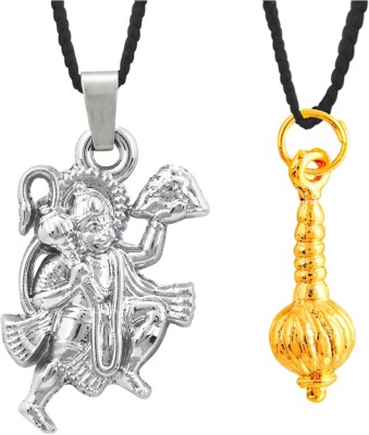 ricky collections Lord Hanuman Gada Combo Rhodium, Gold-plated Alloy Pendant