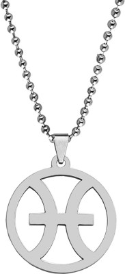 Sullery Horoscope Pisces Zodiac Sign Silver Pendant Chain For Unisex Stainless Steel Pendant