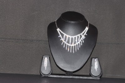 Aakriti Crystal Rhodium Silver Jewellery Set(Pack of 3)