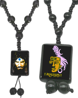 Dynamic Retail Global Mahakal Religious Locket Cotton Dori Pendant Set Shiva Mahadev Mala Onyx N7M Crystal Pendant Set