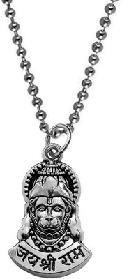 memstomuch Pawan Putra Hanuman with Jay Shree RAM Silver Chain Pendant Silver Stainless Steel Pendant Set